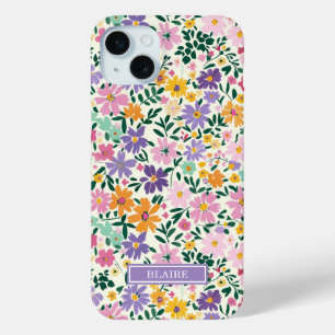 Lila Ditsy Blumen Monogramm Case-Mate iPhone Hülle