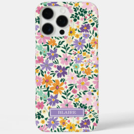 Lila Ditsy Blumen Monogramm iPhone 16 Pro Max Hülle