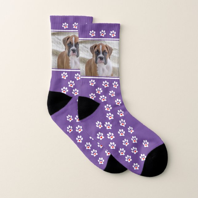 Lila Dog Foto Socken - Individuelle Dockingsocken (Paar)