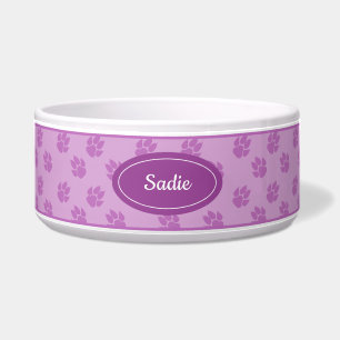 Lila Dog-Muster mit Individuelle Name Napf