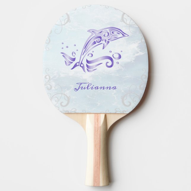 Lila Dolphin Personalisiert Ping Pong Paddle Tischtennis Schläger (Vorderseite)