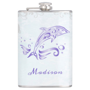Lila Dolphin Vinyl-Wrapped Flask Flachmann