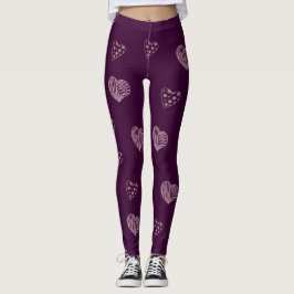 Lila Doodle Hearts Leggings