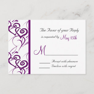 Lila Doppelherzen Weinreben mit RSVP Hochzeit