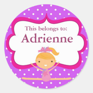 Lila Dot Gymnastik zurück zu Schulklappen Runder Aufkleber