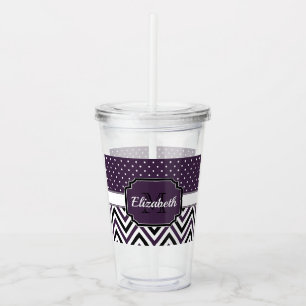 Lila Dots & Chevrons Acryltrinkbecher