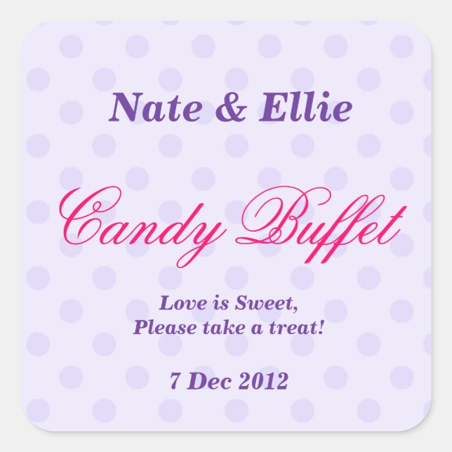 Lila Dotty Candy Buffet Sticker (Vorderseite)
