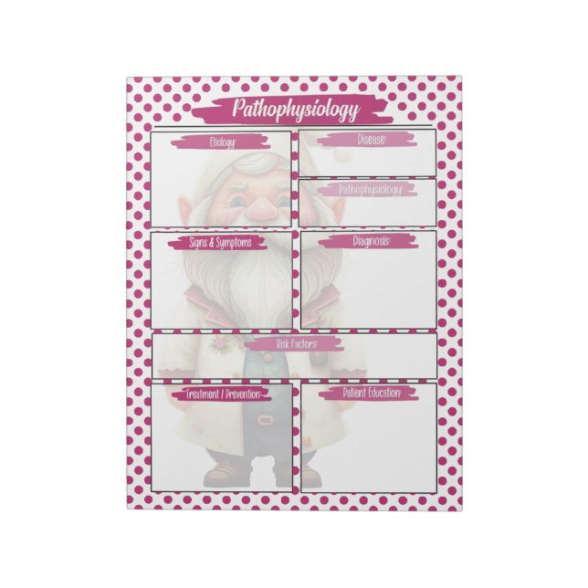 Lila Dr. Gnome Nursing - Pathophysiologie Temp Notizblock (Rotiert)