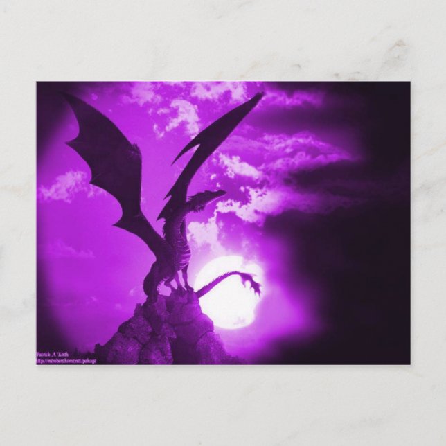 Lila Drache 2 Postkarte | Fantasy Art Gruß (Vorderseite)