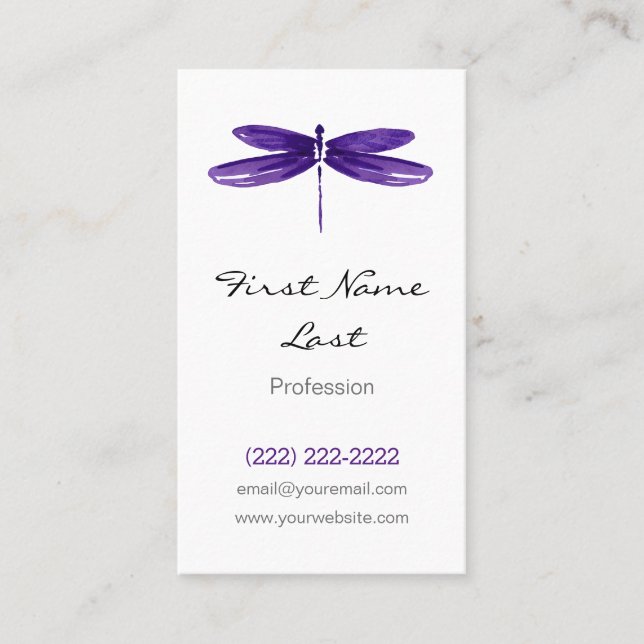 Lila Drache-Fliegen-Karten der Visitenkarte (Vorderseite)