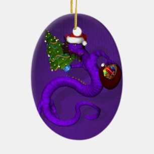 Lila Drache Keramik Ornament