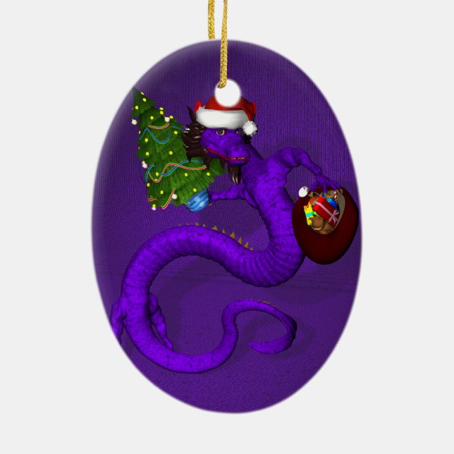 Lila Drache Keramik Ornament (Hinten)