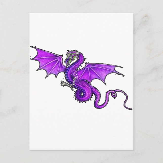 Lila Drache Postkarte (Vorderseite)