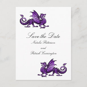 Lila Drache Save the Date Postkarte