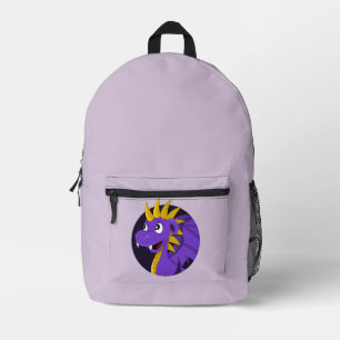 Lila Drachen Cartoon  Bedruckter Rucksack