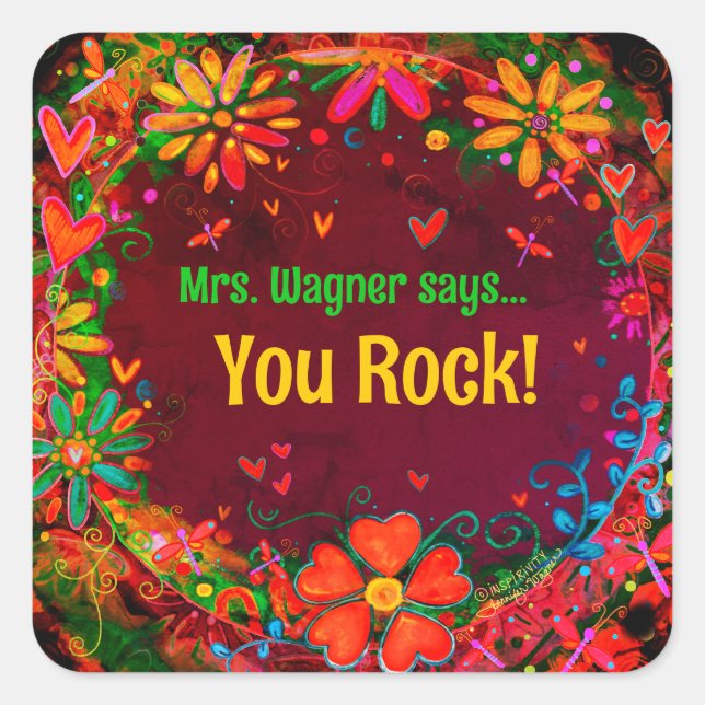 Lila Drachenherz Gewohnheitslehrer Quadratischer Aufkleber (Vorderseite)