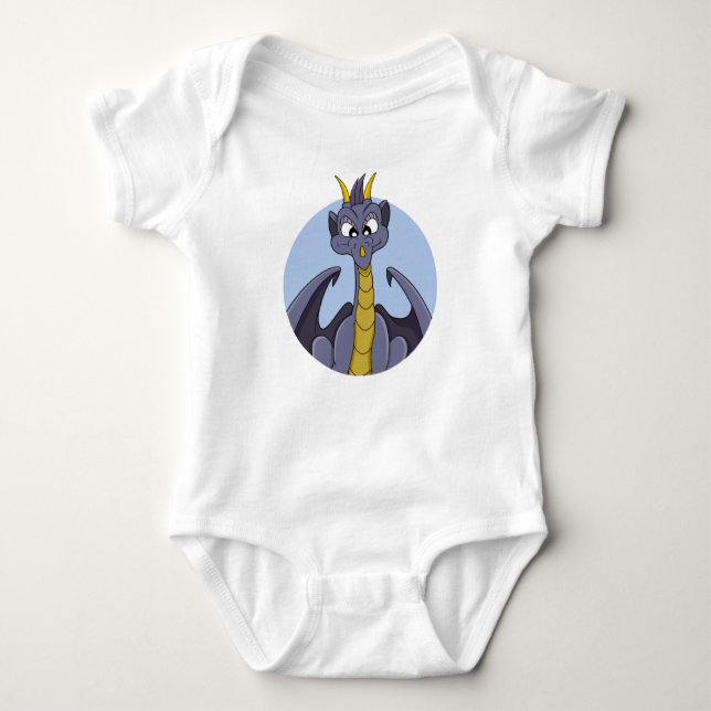 Lila Dragon Cartoon Baby Strampler (Vorderseite)