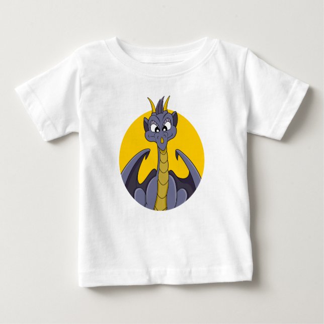 Lila Dragon Cartoon Baby T - Shirt (Vorderseite)