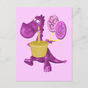 Lila Dragon Cupcake Balloons Postkarte