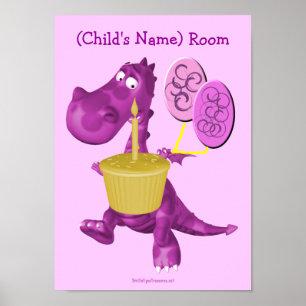 Lila Dragon Kids Room Personalisiert Wall Poster