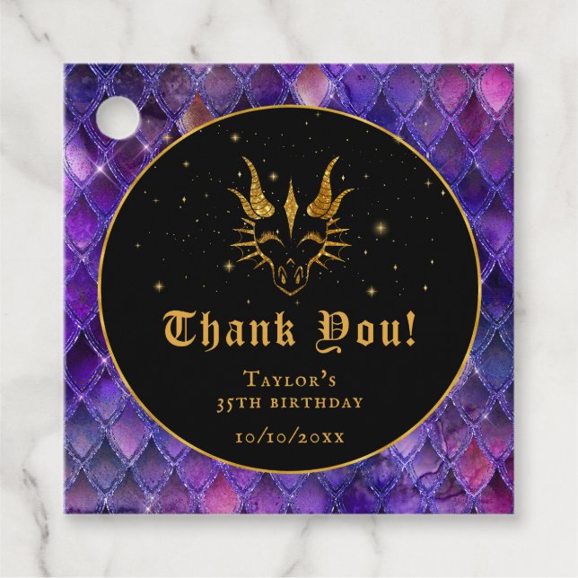 Lila Dragon Scales Gold Geburtstag Vielen Dank Geschenkanhänger (Vorderseite)