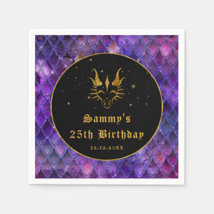 Lila Dragon Scales Gold Imitate Glitzer Geburtstag Serviette