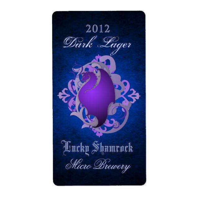 Lila Dragon Scroll Blue Beer Label (Vorne)