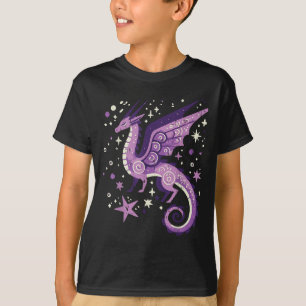 Lila Dragon Stars Niedlich Fantasy Mythical Girls T-Shirt