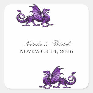 Lila Dragon Wedding Stickers