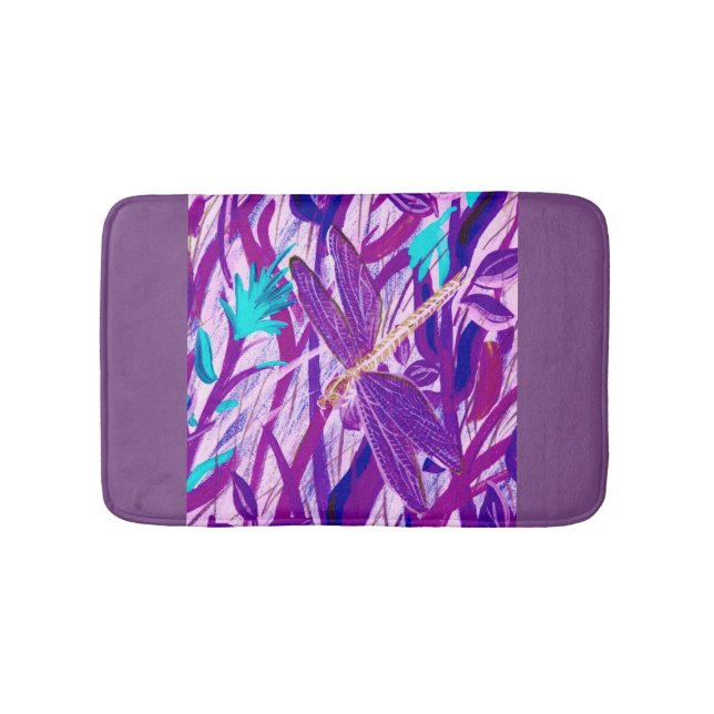 Lila Dragonfly Bath Mat Badematte (Vorderseite)