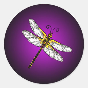 Lila Dragonfly-Drachenfliegen-Stickers Runder Aufkleber