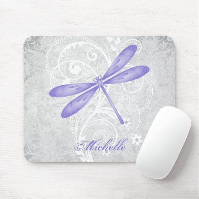 Lila Dragonfly Personalisiert Mousepad (Mit Mouse)