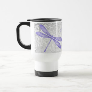Lila Dragonfly Personalisiert Travel Mug Reisebecher