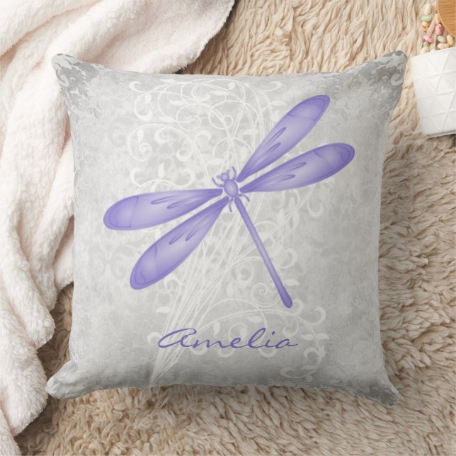 Lila Dragonfly-Personalisierter Kissen (Decke)