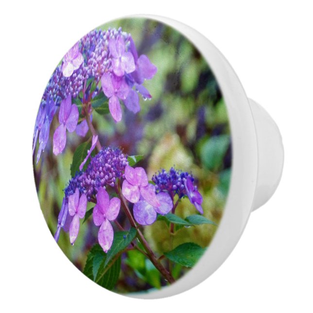 Lila Drehung und Shout Hydrangea-Blume Keramikknauf (Rechts)