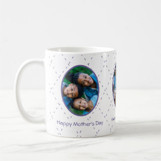 Lila Drei Familienfotos Muttertag Kaffeetasse