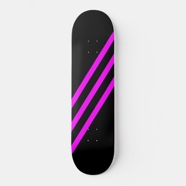 LILA DREI STREIFEN Black Skateboard Deck (Vorderseite)