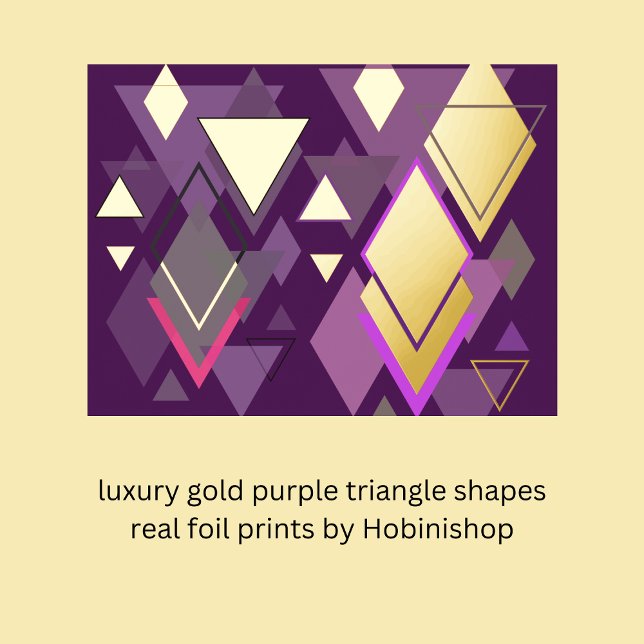 lila Dreiecksformen aus Luxusgold Foliendrucke (luxury gold purple triangle shapes real foil prints by Hobinishop
)