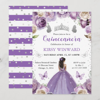 Lila Dress Dark Skin Princess Quinceanera Einladung