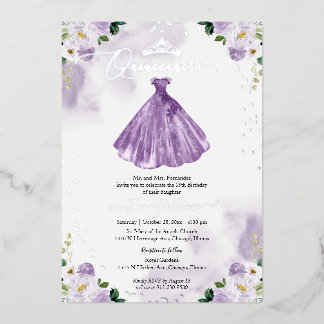 Lila Dress Quincenera Folieneinladung