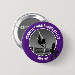 Lila Drill-Team-Foto High School Tänzerin Button