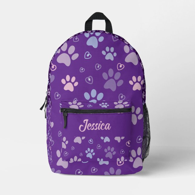 Lila Druckbackpack mit Individuelle Name Bedruckter Rucksack (Vorderseite)