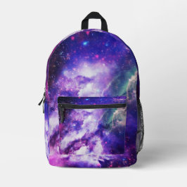 Lila druckter Rucksack aus glühender Galaxie