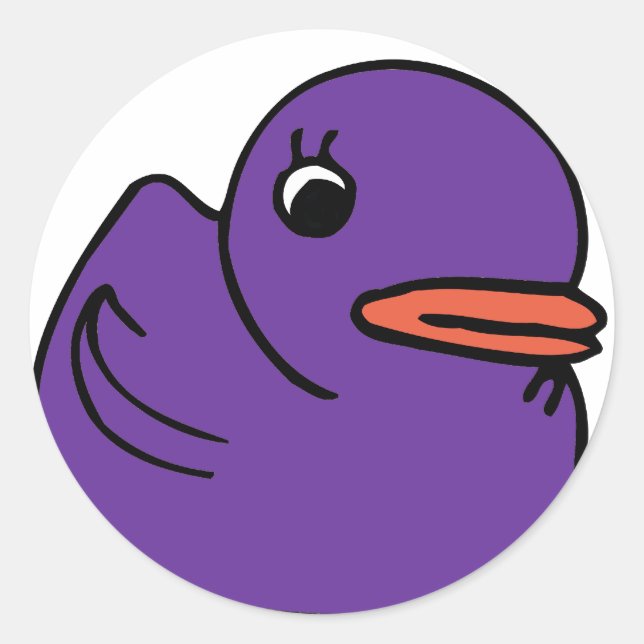 Lila Ducky Runder Aufkleber (Vorderseite)