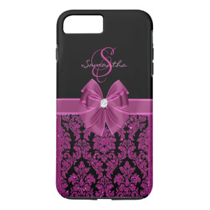 Lila Dunkel Magenta Glitter Schwarz Damast, Schlei Case-Mate iPhone Hülle