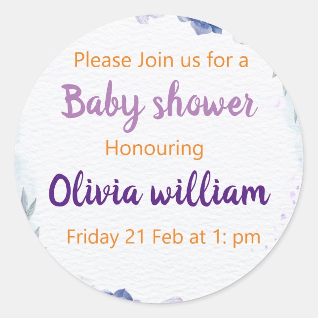 Lila & dusty Blue Baby Bloom Runder Aufkleber (Vorderseite)