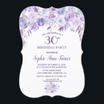 Lila Dusty Blue Floral 30. Geburtstag Party Einladung<br><div class="desc">Elegantes Lila Design mit blauer Blume. Eine wunderschöne,  elegante Aquarelltöne: lila,  lavendelfarben und staubblau. Weiche Aquarellfarben Blume und schöne Schriftart. Verwenden Sie das Tool Anpassen,  um Ihre Informationen hinzuzufügen. Für passende Artikel besuchen Sie bitte meine Light Lila Dusty Blue Floral Collection.</div>