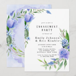 Lila Dusty Blue Hyacinth Peony Engagement Party Einladung