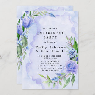 Lila Dusty Blue Hyacinth Peony Engagement Party Einladung