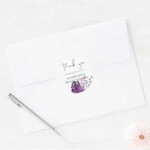 Lila Dynastie Dunkelblumen-Hochzeitssache Runder Aufkleber